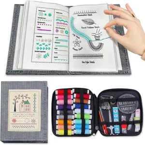 DIY Stitch Book, Embroidery Stitch Book, Hand Sewing Stitches, Beginner Embroidery Needle Book with Fabric Pages, DIY Sewing Kit with Floral Patterns, Embroidery Set, Handmade Hobby Gift for Beginners