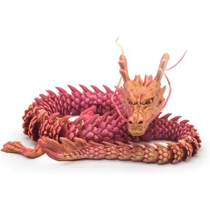 24 inch 3D Printed Dragon, Articulated Dragon Fidget Toy for Autism/ADHD, Home Office Desk Toy (Red)