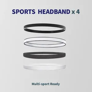 Breathable Sports Headband - Soft & Stretchable for Comfortable Fit - Sweat-Wicking & Non-Slip for Running/Yoga (4-Pack, Multiple Colors)