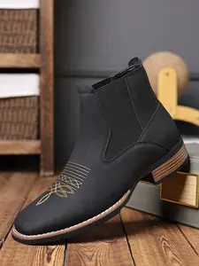 Men's Western Cowboy Boots Men's Square Toe Chelsea Boots & Ankle Cowboy Boots Men's Casual Retro Fashion Boots Footwear