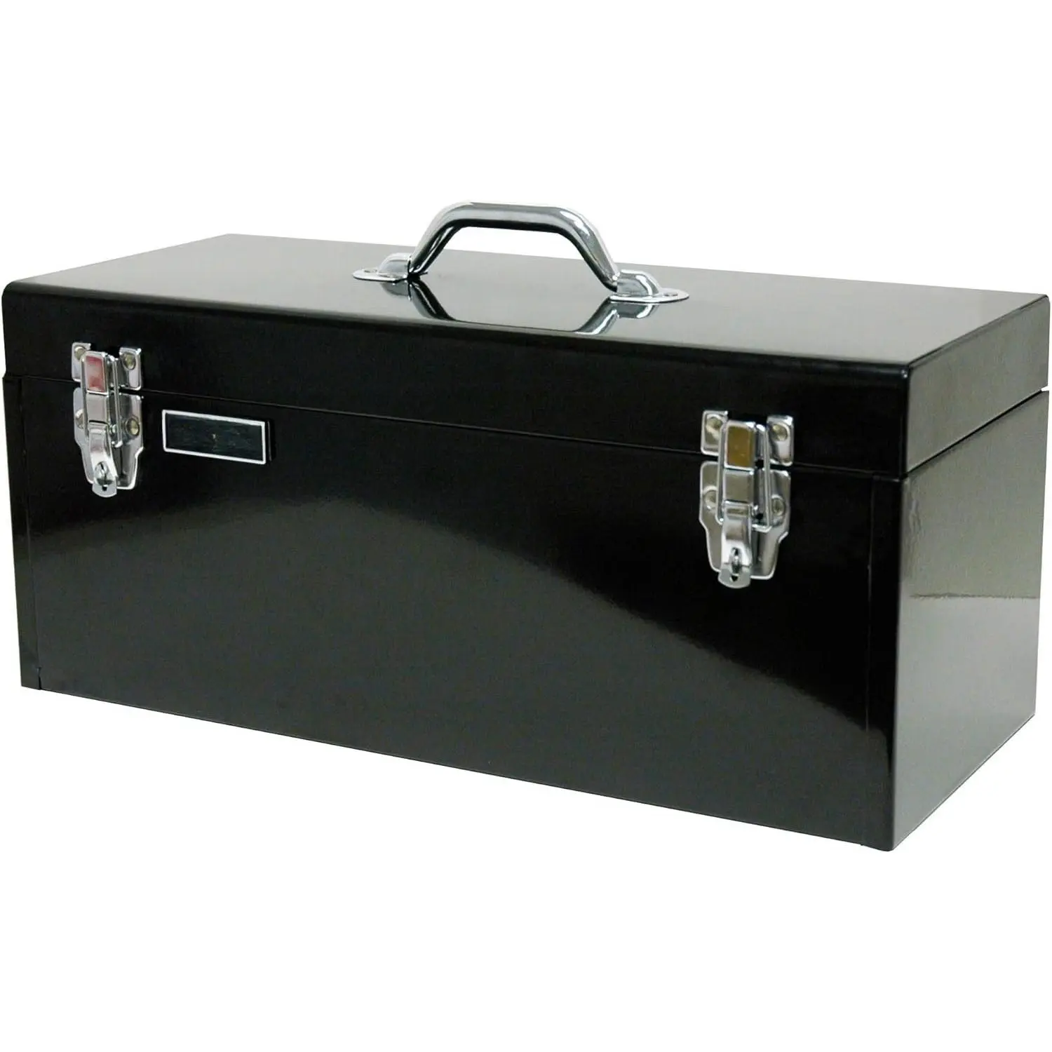 Steel Flat Top Toolbox with Removable Tray, Black, 20 Inches