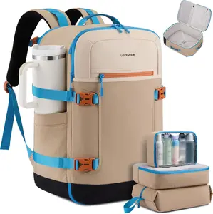 LOVEVOOK 50L Travel Backpack for Women & Men, Airline Approved Carry On Backpack with 3 Packing Cubes, TSA Personal Item Bag, Waterproof Weekender Overnight Backpack Fits 17" Laptop