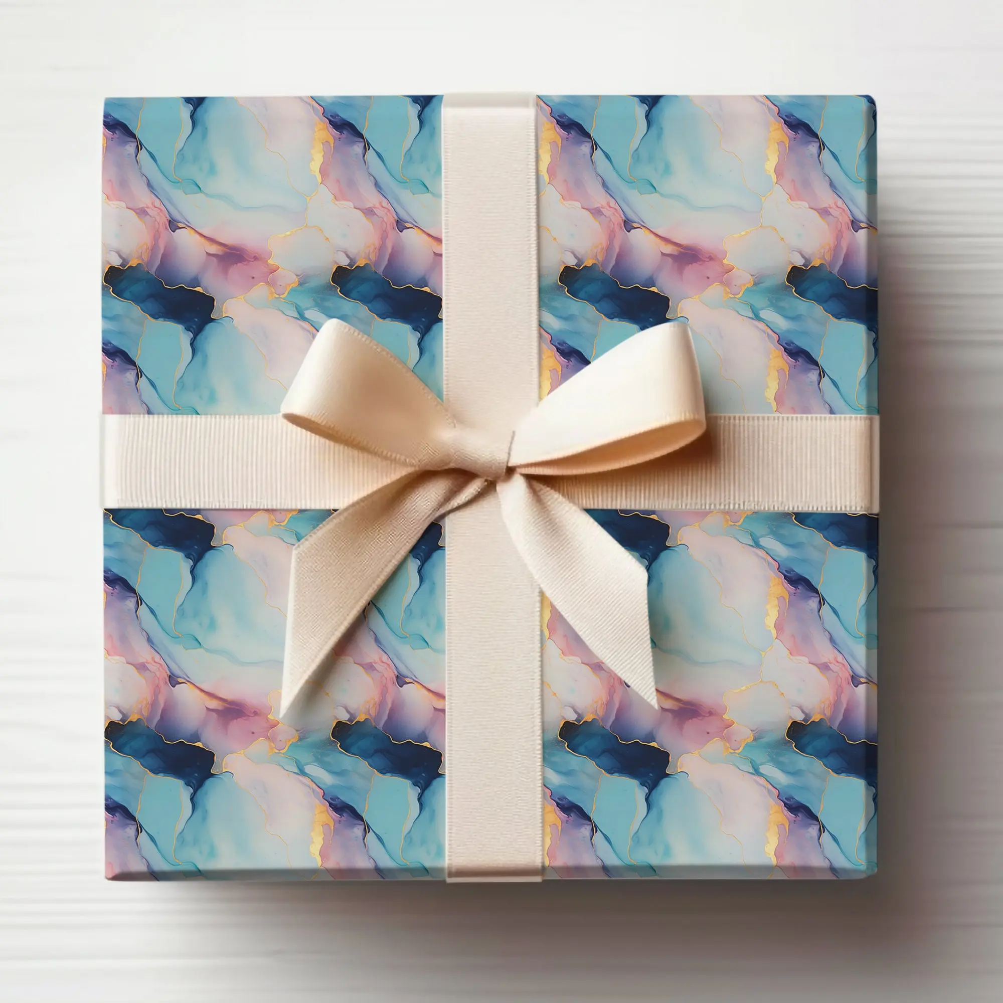 Marbled Wrapping Paper Roll Design Modern Marbled Gift Wrapping Paper, Marbled Gift Wrap, Teal Gift Wrapping Marbled