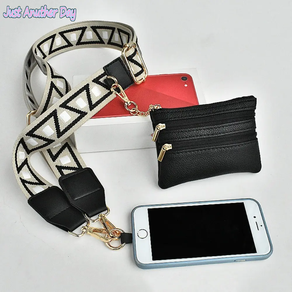Adjustable Crossbody Phone Lanyard with Zippered Pouch, Clip and Go Strap for Phone and Wallet, Hands-Free Multifuctional Cell Phone Strap for Women/Men, Perfect for Travel, Running, Shopping