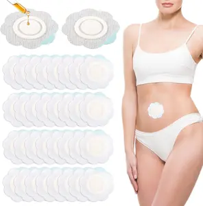 30pcs Castor Oil Pack Wrap for Belly Button, Self-Adhesive Disposable Castor Belly Button Wrap Pads Spunlace Cloth Highly Absorbent Organic Cover Compress Patches No Wash (Oil Not Included)