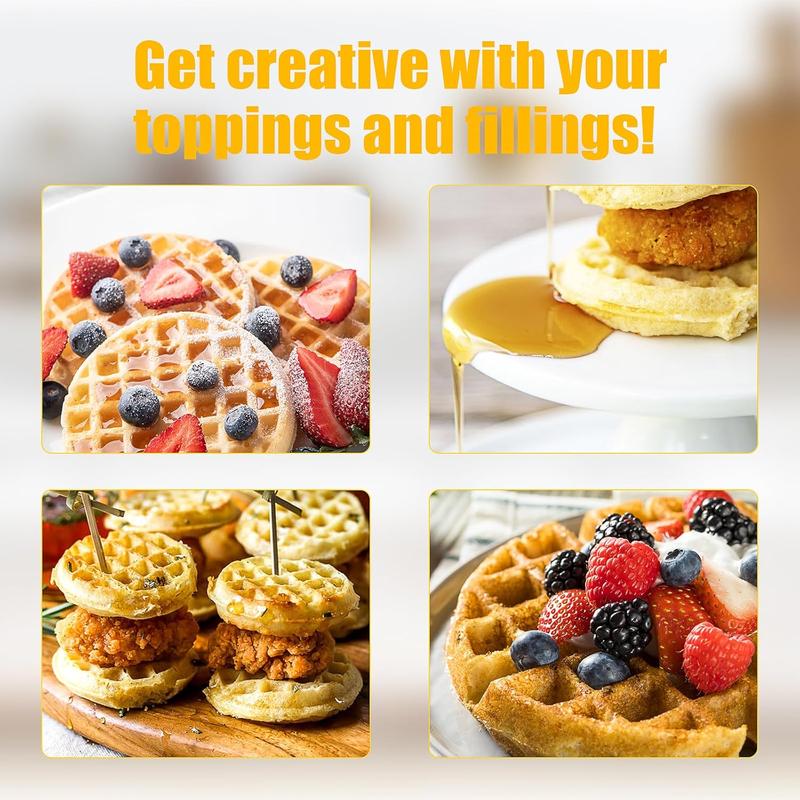 OSTBA Mini Waffle Maker: 750W Powerful Heating, Cooks 8 Waffles at Once, Fast & Even Cooking, Non-Stick & Easy Clean, Compact & Portable for Family Breakfast