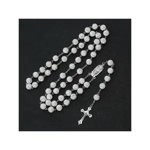 Cold Rosary Necklace, Rhinestone Rosary, Vintage Style, Vibrant Rosary Cross Pendant Necklace, Christian Religious Symbol, Perfect Easter Holiday Gift Jewelry Cross Necklace Initial Necklace Thanos Necklace