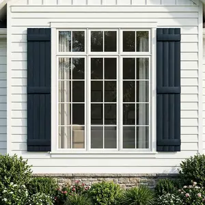 Weather-Resistant,Standard Pairs Vinyl Raised Panel Shutters with Installation Shutter-Lok's & Matching Screws (Per Pair), Paintable Window Decor,Window DIY