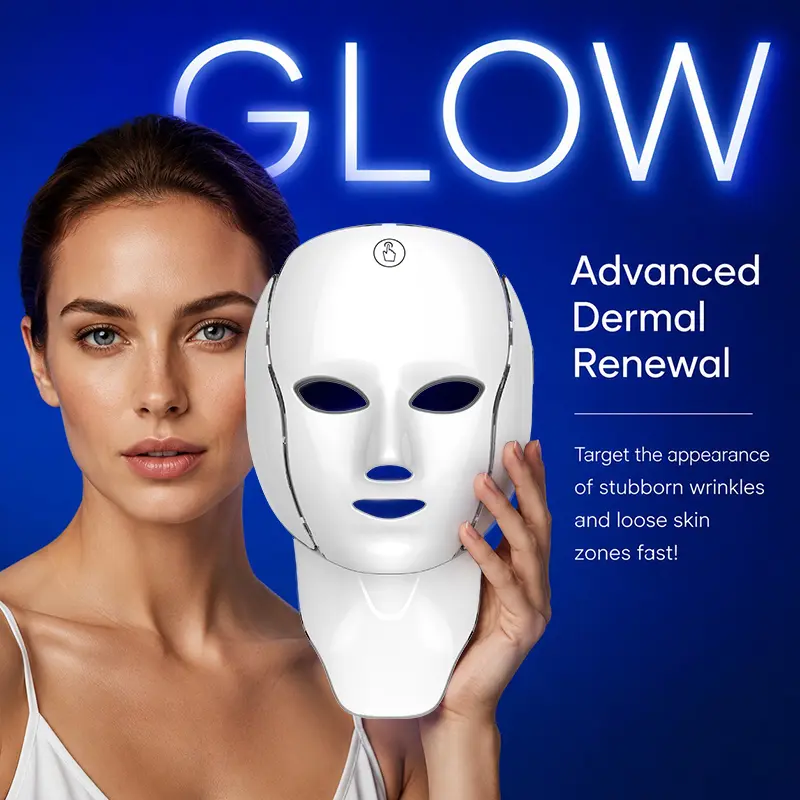 RIANUP Professional LED Mask for Face & Neck - Salon-Inspired 138 Photon Channels Light Therapy, Secure Weightless Head Strap, Cordless 7-Color Skin Renewal System for Fine Lines & Advanced Dermal Glow esthetics