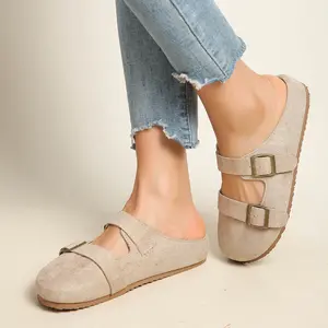 Women’s slip-on mules, slip-on flat slippers, comfortable non-slip casual shoes, suitable for indoor and outdoor wear