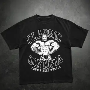[New School Series] Classic Olympia CBum Oversized Gym Washed T-shirt, Gym Apparel, Workout Wear, Training Men's Top, Aesthetic Shirt, Discipline, Strength, Focus