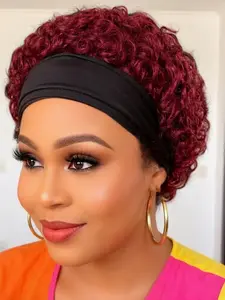 Headband Pixie Wig Human Hair, Short Curly Pixie Cut, Natural Look, Wear and Go, Human Hair Wigs for Women, Stylish and Convenient Hairstyle Solution