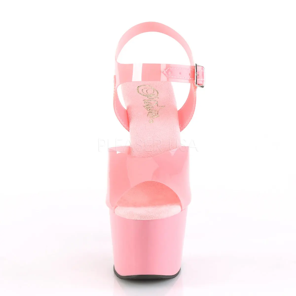 Platform Shoes for Women, ADORE-708N Baby Pink Polyurethane Ankle Strap Sandals, Stylish Footwear with 7-in Heel and 2.75-in Platform, High Heel, Pleaser, Elegant, Platform Heel