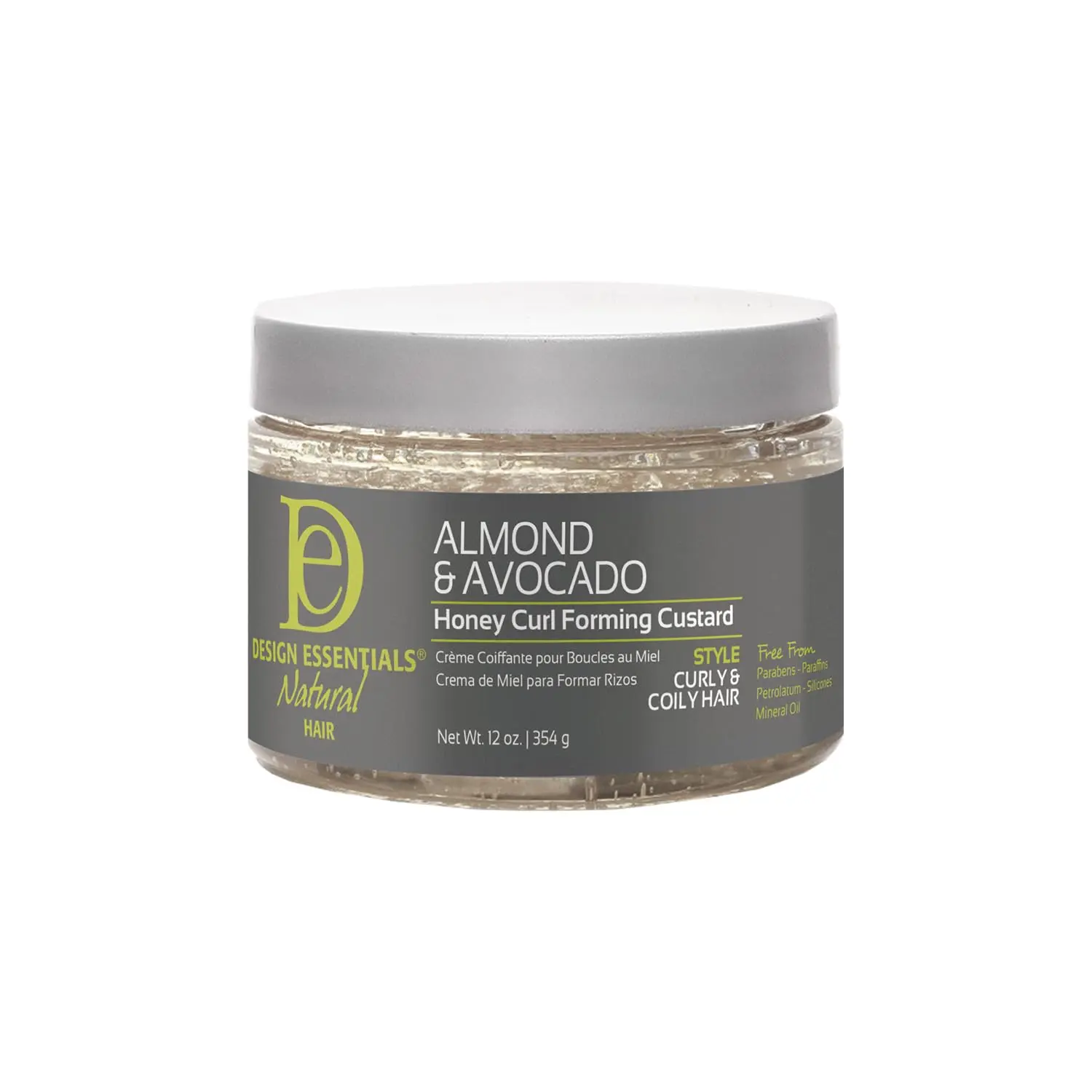 Design Essentials Almond & Avocado Curl Forming Custard with Honey & Chamomile for Smooth, Defined Curls & Moisture, Haircare for Coily & Kinky Hair, 12 oz, 12Oz, Curl Defining
