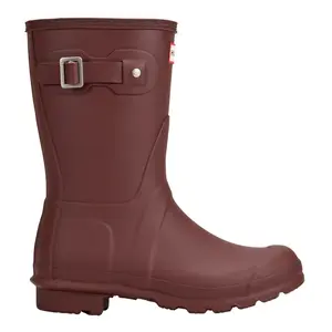 Hunter Womens Original Short Rain Casual Boots Mid Calf Low Heel 1-2" - Purple