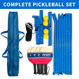 IANONI Pickleball Net Set with 4 Paddles. Official Size Pickleball Net (Includes Metal Frame + Net + 4 Paddles + 4 Balls + Rules Sheet in Carry Bag)