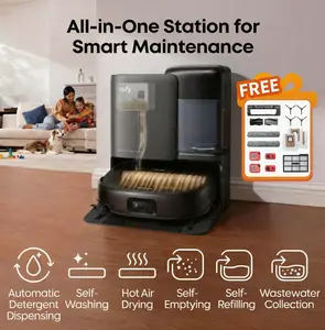 eufy E25 Omni Robot Vacuum-and-Mop Combo,HydroJet System, 20,000Pa Turbo Suction, Zero-Tangle Design, Edge-to-Corner Deep Cleaning, Obstacle Avoidance, Auto-Empty & Self-Cleaning All-in-One Station