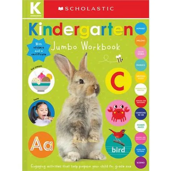 Kindergarten Jumbo Workbook for Scholastic Early Learners - Stickers, Phonics, Science, Handwriting Practice, Alphabet Inclusions, Scholastic Paperback (Children's Humanities & Social Sciences Book), English