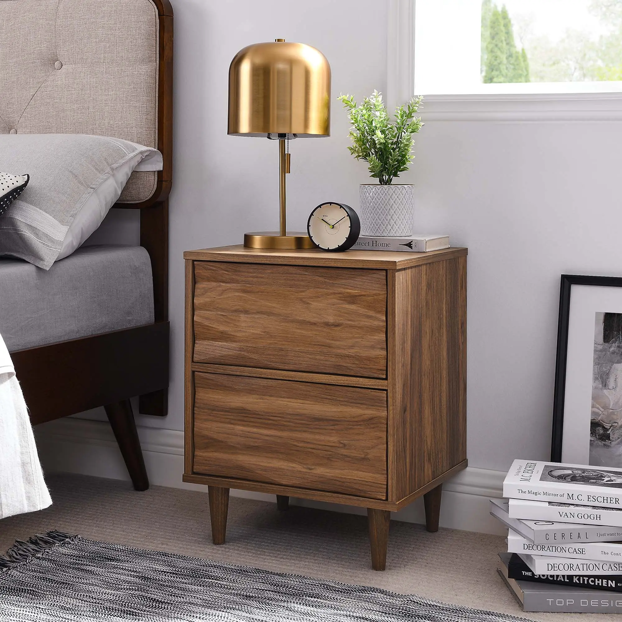 Vespera 2-Drawer Nightstand in Walnut Vespera 2-Drawer Nightstand in Walnut
