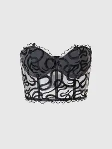 Women's Snake Print Embroidered Shapewear, Strapless Semi-Transparent, Soft Breathable, Adjustable Band, Perfect for Daily Wear & Parties, Womenswear
