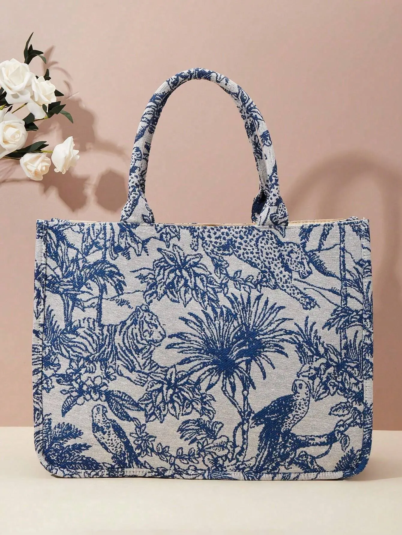 Spring New Embroidered Jacquard Tote Bag With Large Capacity, Shoulder Bag (Random Pattern) & Burgundy Tote Bag