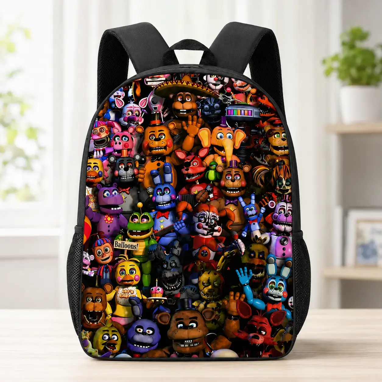 5 Nights at Freddy's Cartoon Theme 3-Piece 3D Print Backpack Set - Adjustable Straps, Extralarge Size, Multiple Pockets, Insulated Lunch Bag, Pencil Case for Kids All Seasons Back-to-School Gym Bag