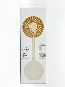 Compact Portable Mini Fan with Adjustable Magnetic Mobile Phone Holder, 3-Speed USB-Rechargeable Low-Noise Cooling Fan, and Cable Charging Functionality
