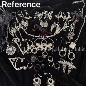 Brightside Minimalis Jollyhit Light Gothic Witch Mystery Jewelry Jar Set - Dark Aesthetic Rings Necklaces Earrings for Christmas Costume Decorative Jewelry