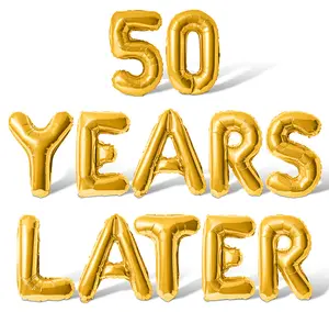 Letter Balloons - 50 YEARS LATER 16" Inch Alphabet Letters Foil Mylar Balloon 50th Anniversary Party Banner