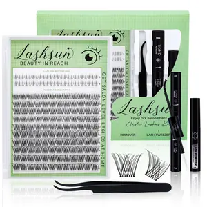 168PCS D Curl W61 Lash Clusters Kit 8-16mm with 5-6mm Bottom Lashes Wispy Natural Eyelash Clusters Kit D Curl -WideSpan DIY Eyelash Extension Kit Individual Fake Eyelashes Clusters Kit Thin Invisible Lash Band, Kit With Bond&Seal Lash Remover And Tweezers