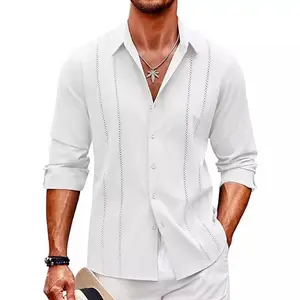 Men's Embroidered Long Sleeve Shirt Wrinkle-Free Casual Button Down Top for Daily Wear shortsleeve menswear gift gym street fashion casual comfy top dress shirt Men's Solid Dress Shirts Pack casual wear clothing