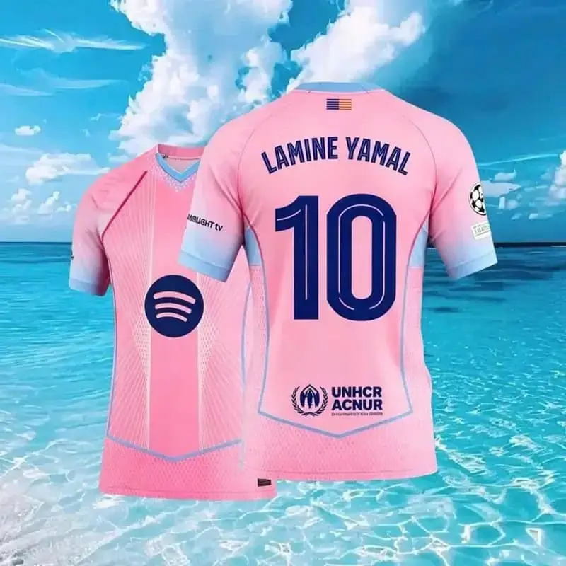[FULL LOGO] - 25/26 Season Pink New Jersey Fan Version Yamal 10 Football Jersey