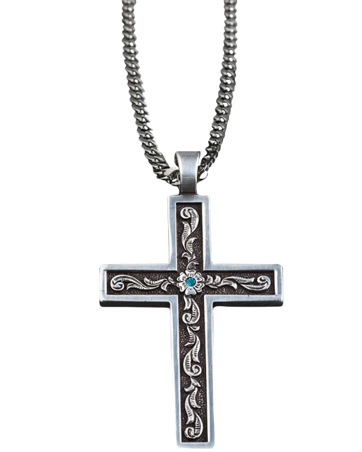 Twister Men's Men'S Tooled Inlay Cross Necklace - 32152