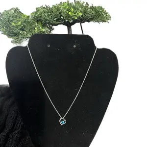 Sterling Silver CZ Emerald Necklace 14 inch