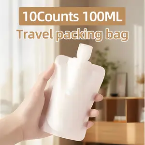 10 Counts Reusable Plastic Pouches, Squeeze Bulk Pouches, Clear Juice Drink Bags – Portable Refillable Travel Bottles, Leakproof Squeeze Containers for Juice, Skincare & Travel liquid storage