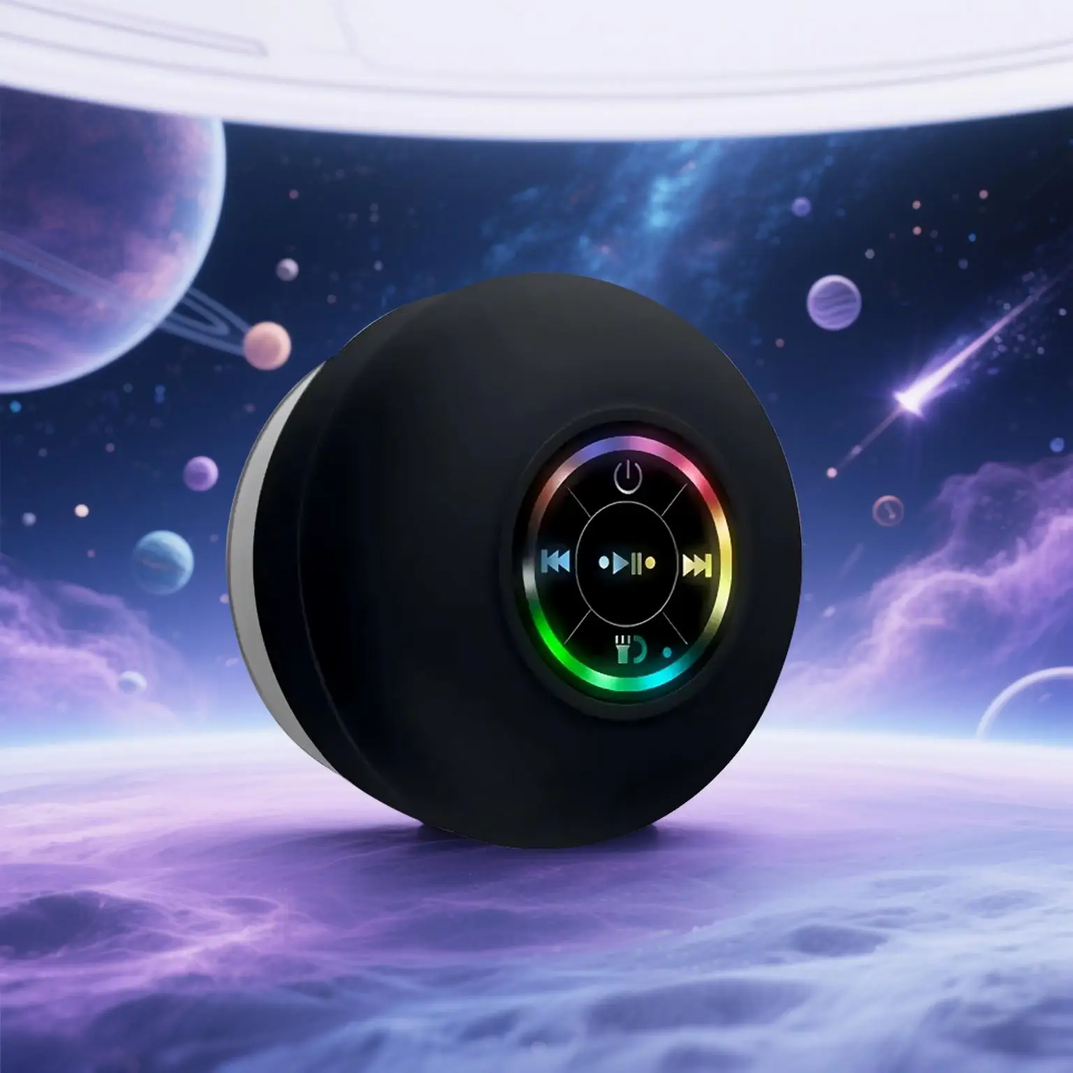 Waterproof Bluetooth-compatible Speaker with LED Lights, Portable Wireless Mini Speaker for Bathroom Kitchen Outdoor Use, Ipx-4 Water Resistant