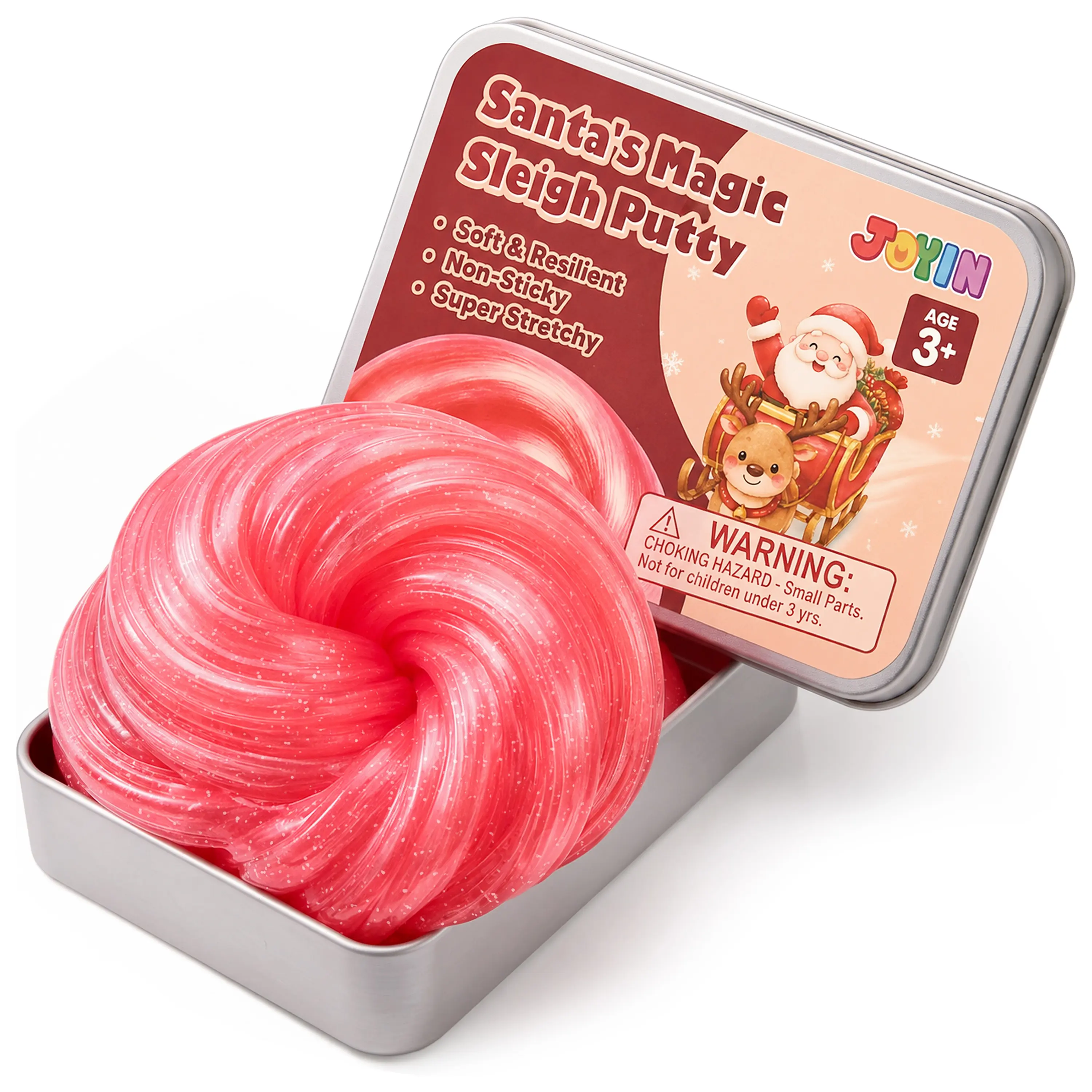 JOYIN Christmas Slime Cherry Pie Putty Slime, Christmas Tree Lights Putty Slime, Hot Cocoa Putty Slime, Gingerbread Putty Slime, Santa's Magic Sleigh Putty Slime, Non-Sticky Sensory Stress Relief Toy for Kid