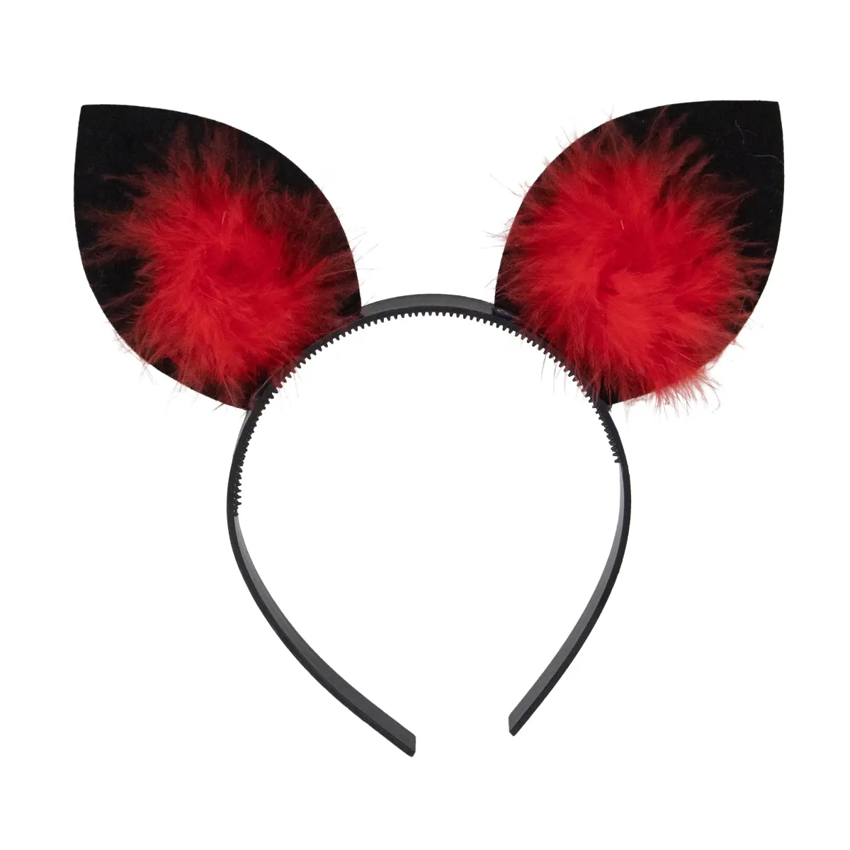 Northlight Men's Furry Fluffy Animal Mouse Ears Headband with Red-Black Resin Accents - 0.08 lbs Men's Costume Accessories for Holiday Special Occasions, Animals, Novelty