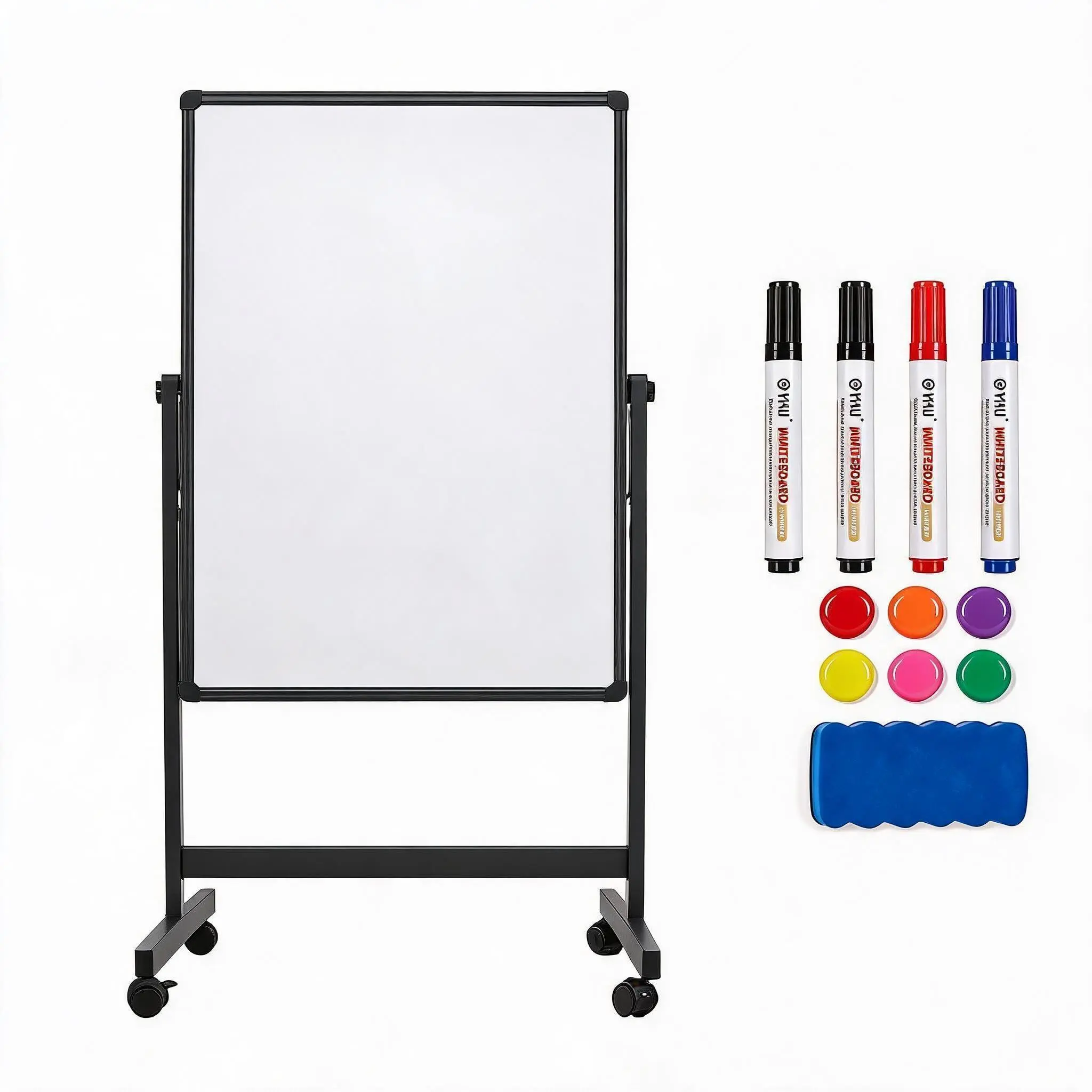 Garvee Double‑Sided Rolling Whiteboard, Height‑Adjustable Magnetic Dry‑Erase Board