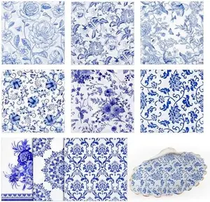 36 Pack Decoupage Napkins Assorted Floral Decorative Decoupage Napkins Chinoiserie Cocktail Paper DIY Crafting Birthday Party Each Unfolded 13 Inch Blue and White Floral 9 Styles