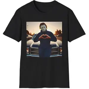 Michael Meyers Halloween Heart Hands Shirt, Michael Meyers Shirt, Horror Movie Shirt-- Vintage style Summer tee Give him/her a gift