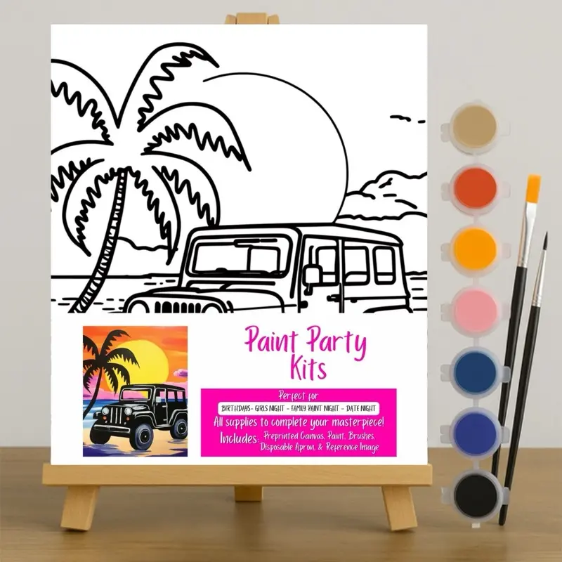 Paint Party Canvas Sip and Paint Kit- Handful Paint Party Canvas Sip and Paint Kit- Handful