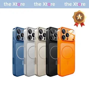 Chrome-plated frame, orange phone case; can change the appearance of your phone, protruding camera cutout, shockproof, compatible with iPhone 17/16/15/14/13/(Pro/Max/Air)