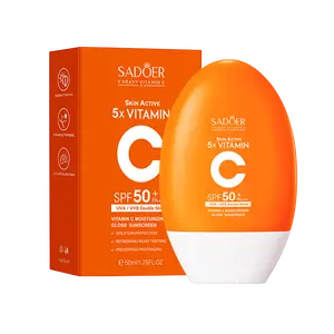 Vitamin C sunscreen, face and body protection type, broad-spectrum UVA/UVB protection, lightweight non-greasy texture, waterproof and sweat-resistant, long-lasting wear, no white residue feel
