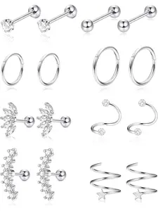 16pcs 16G 18G Helix Earrings for Women Gold Stainless Steel Conch Tragus Earrings Piercing Hoop Earrings CZ Ear Piercing Earrings Stud Cartilage Earrings Set Helix Tragus Piercing Jewellery