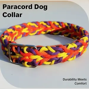 Sundance Custom Paracord Collar Durable Hand Weaved DesignerAccessory with Secure Adjustable Buckle for Pets Available in a variety of colors and sizes