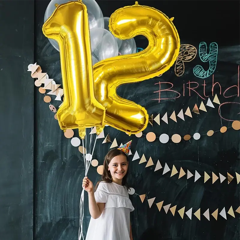 Digital 0-9 Aluminum Foil Balloons, Birthday Decorations, Anniversary & Graduation Party Supplies, Home Room Decoration Accessories