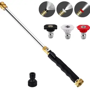 Jet Nozzle Power Washer Wand Hose Nozzle Hydro Jet High Pressure Washer Tools with 3 Different Nozzles 3-In-1 Power Wand with Hose Quick Connectors for Car Pet Window Washing Black