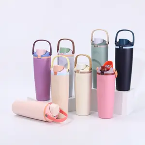 25pcs 30oz Powder Coated Stainless Steel Water Bottles with Handle and Lock Lid, Portable Kitchenware Drinkware Tumblers, US Warehouse Stock for Outdoor Use