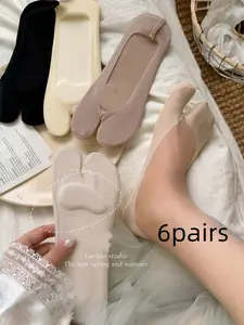 Women's Cushioned Toe Separated Socks, Breathable Cotton Short Socks, Invisible Two-Toe Design, Anti-Slip, Summer Fall Winter